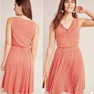Anthropologie Maeve Tangerine Brianne Cowl Neck Dress L‎